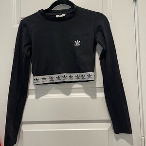Adidas Black Crop Top with Logo Band